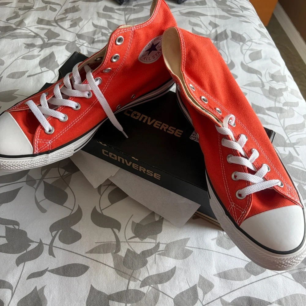Converse Chuck Taylor High Top Sneakers in My Van is On Fire Orange - Picture 4 of 11